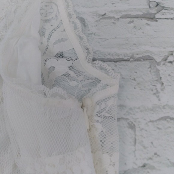 Free People Dress Womens 4 Ivory White Verushka Halter Neck Sleeveless Lace Mini - Picture 12 of 14